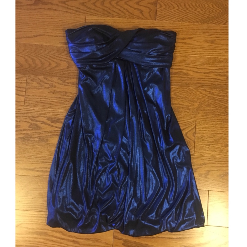Blue Shimmer Strapless Dress